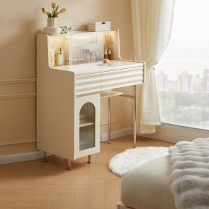 全友家私家居现代简约米白梳妆台主卧室小户型一体化妆桌