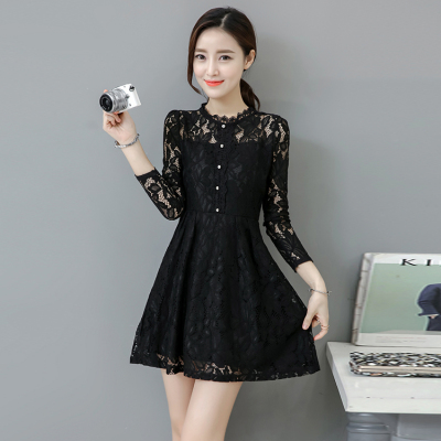 语娄遮肚子显瘦百搭洋气内搭小衫女士长袖中长款漂亮蕾丝打底衫女秋冬2021蕾丝衫
