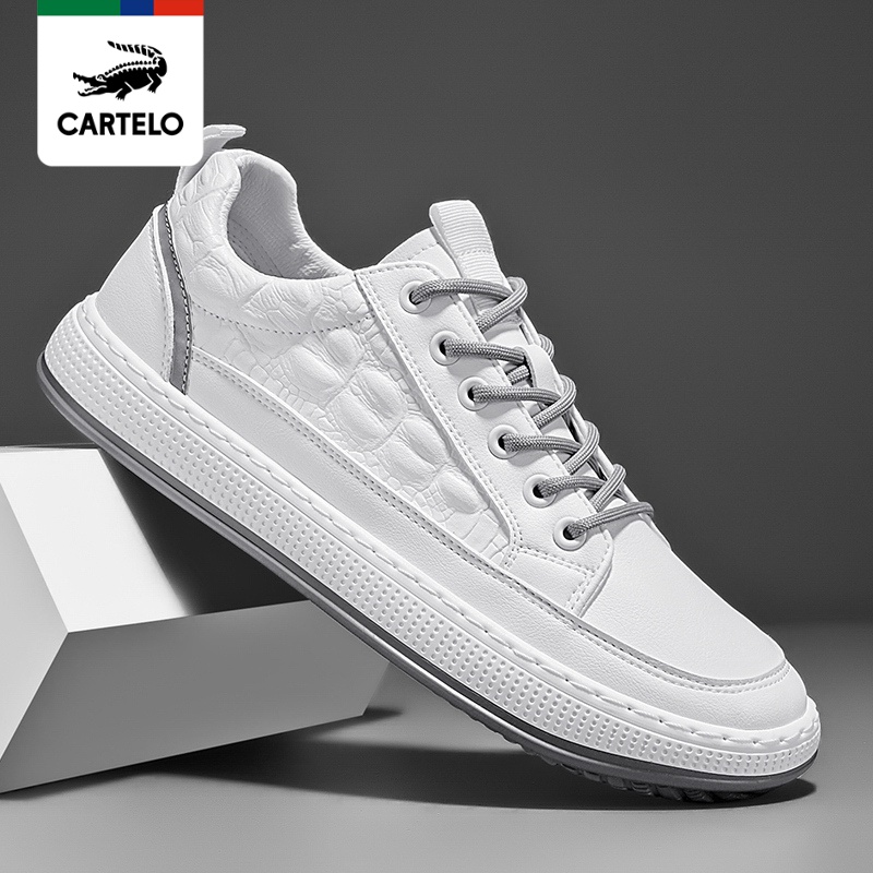 专柜同款]卡帝乐鳄鱼(cartelo)新款舒适男鞋板鞋男士休闲鞋皮鞋小白鞋