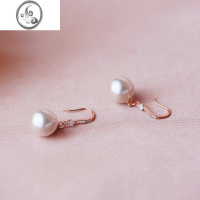 JiMi 职场通勤气质珍珠耳环时尚大气耳坠小众耳勾镶钻玫瑰金