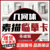 素描几何体临摹卡基础版 临摹范本石膏几何体单个体结构与明暗静物组合精选绘画创意卡片初学者入门美术教程材书籍