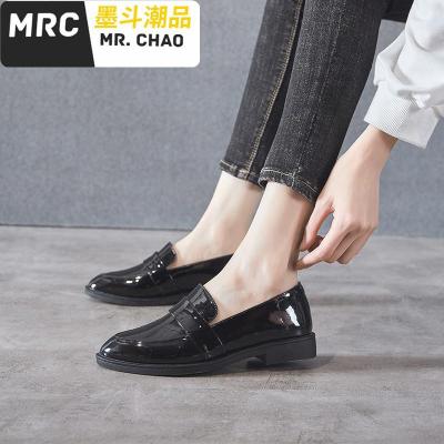 2020春新款英伦小皮鞋女黑色平底单鞋百搭乐福鞋一脚蹬工作鞋墨斗潮品休闲鞋