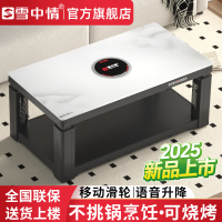 雪中情取暖桌烤火桌茶几一体电暖桌电暖炉客厅家用多功能电烤桌长方形电烤炉烤火炉电炉电暖器取暖器W25水晶浮雕1.38米