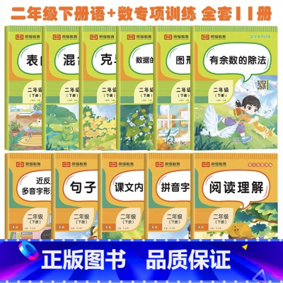 [全11册]语文+数学专项训练 二年级下 [正版]二年级下册数学专项训练全套6册人教版小学2年级表内乘法加减乘除混合