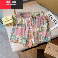 YIBUSHENG花色阔腿短裤女季新款2024年宽松显瘦薄款休闲裤复古印花五分裤