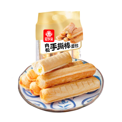 爱乡亲肉松手撕面包棒338g奶香原味新鲜精装整箱批发营养早餐面包休闲零食