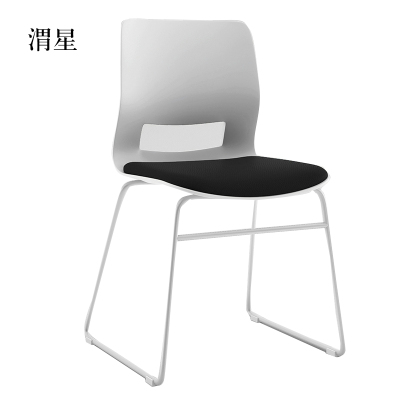 渭星培训会议椅弓形椅洽谈椅无扶手黑色软包椅