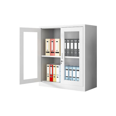 域赢矮柜文件柜钢制储物柜铁皮柜办公柜茶水柜资料档案柜玻璃上节柜加厚