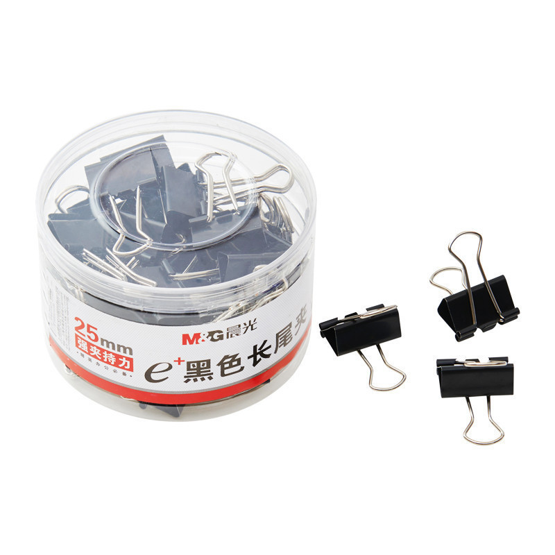 晨光(M&G)ABS92735 长尾夹Eplus25mm(筒装)黑色 4# 3盒装
