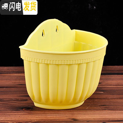三维工匠简约塑料绿萝多肉吊盆挂盆 垂吊花盆壁挂式花盆 悬挂式吊篮盆 黄色6个(配挂钩) 大号[口长20.5CM]花盆容器