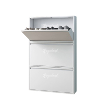 洛诗莲 (RoyceLand) 钢制翻斗鞋柜简约现代收纳柜白色三斗 655*152*1035