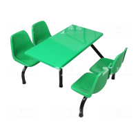 臻远 ZY4040849 玻璃钢餐桌椅组合食堂连体餐桌椅钢架靠背款