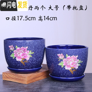 三维工匠欧式花盆 陶瓷 大号批发 简约绿萝吊兰盆栽 阳台家居花盆 303蓝牡丹两个大号 大花盆容器