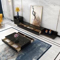 轻奢可伸缩电视柜茶几组合客厅后现代简约烤漆储物极简小户型地柜