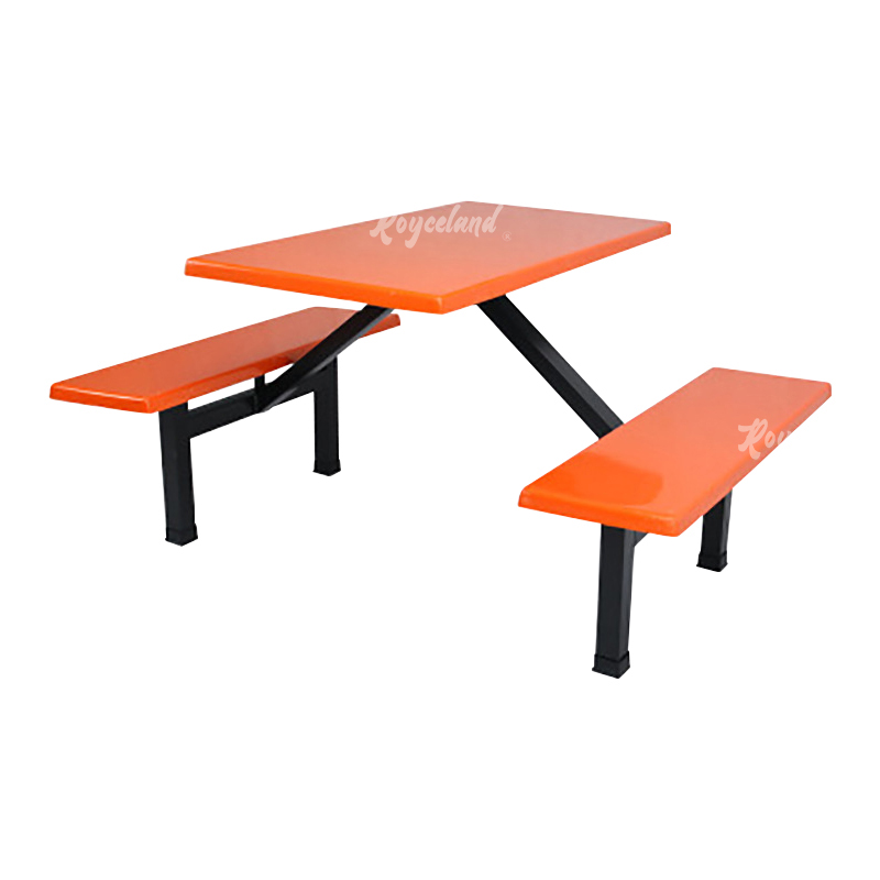 洛诗莲 LSL4040847玻璃钢餐桌椅组合食堂连体餐桌椅钢架条凳款