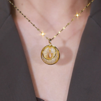 气质超闪金丝水晶项链轻奢小众国风潮复古大气吊坠锁骨链不掉色女送女朋友老婆情人节七夕生日礼物