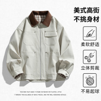 男装新款工装夹克春秋休闲美式高街撞侣夹克翻领外套男女同款