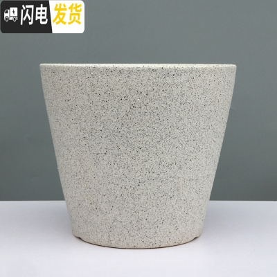 三维工匠素烧粗陶花盆陶瓷大号室内桌面盆栽吊兰多 磨砂灰白(送塑料托盘) 大号直径19.5cm高约17.5花盆容器