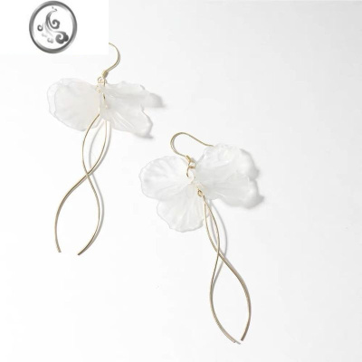 JiMi925银永生花瓣耳环韩国冷淡风气质2019年新款潮耳饰无耳洞耳夹女