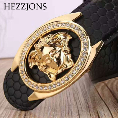 赫泽琼斯HEZZJONS男士皮带进口纯牛皮真皮腰带不锈钢板扣皮带休闲裤腰带新款潮男韩版皮带礼盒腰带