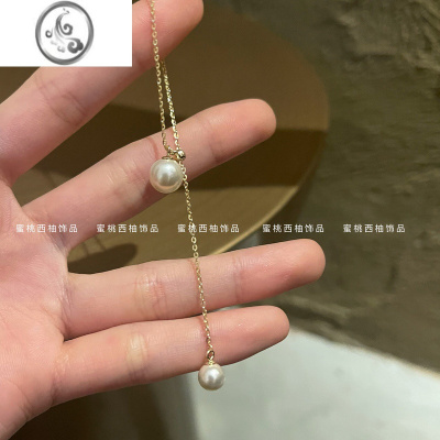 JiMiS925小众轻奢银银珍珠项链女 可拉伸设计吊坠高级感ins风锁骨链