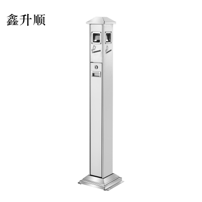 鑫升顺不锈钢垃圾桶烟蒂柱灭烟桶带烟灰缸室外电梯口立式银色屋顶不锈钢四边固