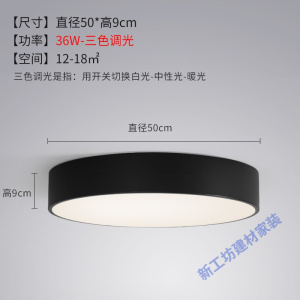 苏宁放心购 圆形卧室灯北欧风格LED吸顶灯现代简约创意黑白书房灯房间灯