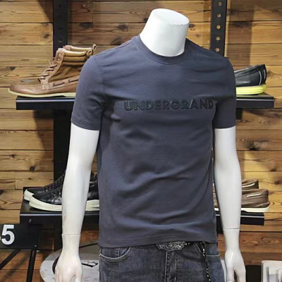 立体字母短袖T恤男夏季新款打底衫半袖简单圆领丝光棉时尚潮_1