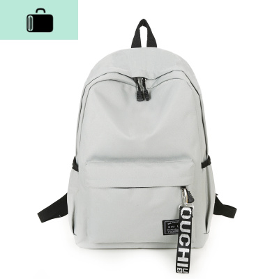 无印纯色双肩包男帆布简约书包女韩版高中大学生休闲防盗旅行背包NEW LAKE 防水帆布浅灰色