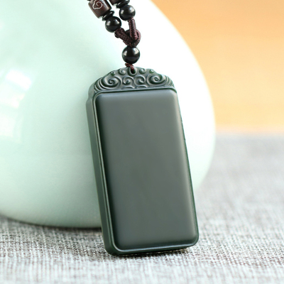 和田玉青玉塔青一细平安无事牌玉吊坠男女款挂件玉佩统一颜色