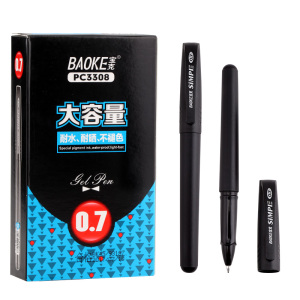 宝克(BAOKE)大容量商务办公中性笔0.7mm耐水耐晒 PC3308 12支/盒