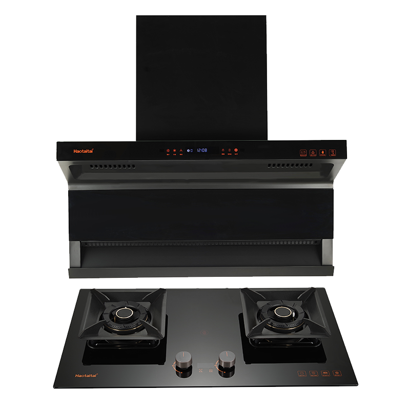 Haotaitai烟灶套装XK02+X402L天然气 25m³大风量挥手智清洗超薄机身5.2kW大火力左右双定时保洁炉头