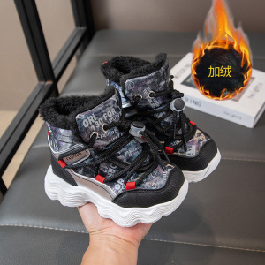 儿童加绒雪地靴保暖女童棉靴冬季新款男童加厚棉鞋女孩短靴潮