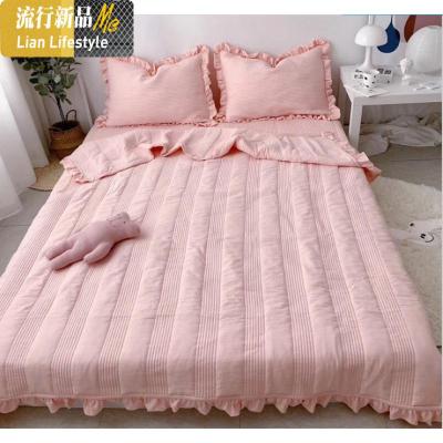 韩国ins风舒适柔软荷叶边水洗做旧工艺 床盖夏凉被空调被可机洗 三维工匠被子