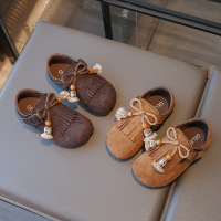 女童流苏勃肯鞋春秋季新款儿童休闲百搭皮鞋新中式豆豆鞋