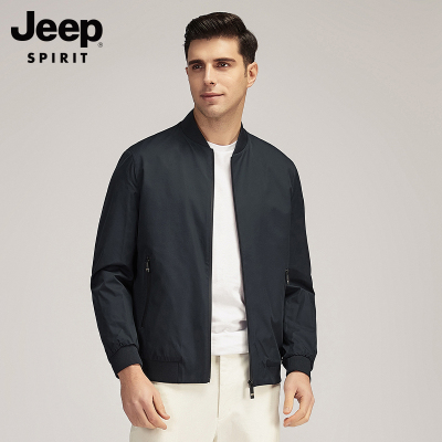 jeep男士夹克2022春秋新款宽松休闲男装潮流纯色棒球领防风外套男