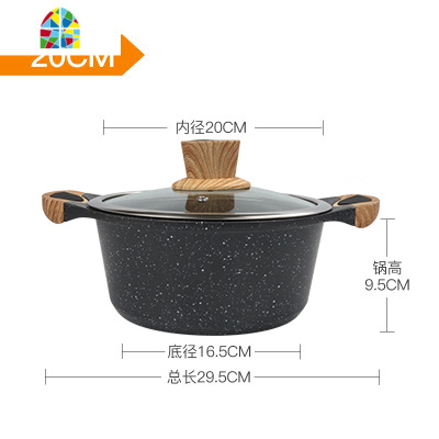 韩国汤锅双耳炖锅家用火锅锅泡面锅铝锅不粘锅燃气电磁炉用 FENGHOU 24cm深汤锅+蒸笼+玻璃盖