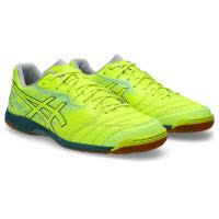 ASICS室内训练足球鞋防滑橡胶底可替换鞋垫弹性贴合专业五人制男子蓝黄