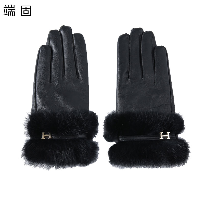 端固女士兔毛绵羊皮手套D25T/副