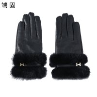 端固女士兔毛绵羊皮手套D25T/副