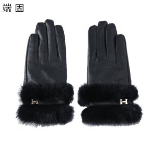 端固女士兔毛绵羊皮手套D25T/副