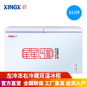 星星(XINGX) 315升冰柜 冷柜 冷藏冷冻双温双箱冰柜 顶开门 (白色) BCD-315JE