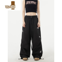 YANXUSIN9夏季国潮美式复古嘻哈印花腰带休闲运动裤男女宽松速干束脚裤