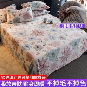 美帮汇珊瑚毛绒毯子毛毯床单人单件绒面被单单子三件套宿舍学生加绒