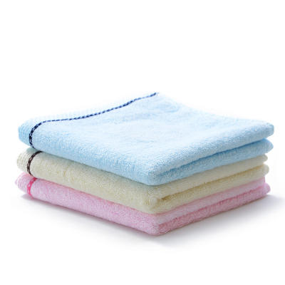 竹一百竹纤维方巾柔软舒适亲肤吸水儿童竹炭口水巾彩边素色款粉蓝黄34*34cm