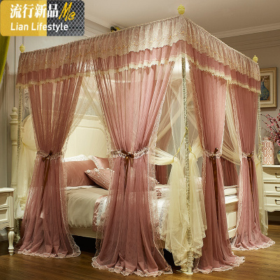 少女公主风床帘床上蚊帐1.8m床帐家用卧室欧式宫廷双层结婚庆床幔 三维工匠
