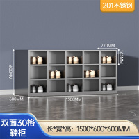 易企采 双面30格无门201不锈钢换鞋柜 换鞋凳柜 单位:个 60*150*60CM