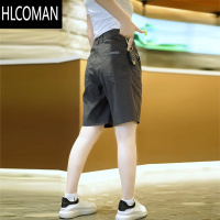 HLCOMAN冰丝速干五分短裤男夏季薄款潮流百搭沙滩运动外穿休闲中裤子新款