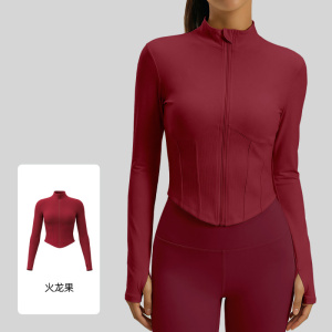 瑜伽服女秋冬新款立领长袖外套运动跑步普拉提健身服上衣