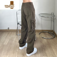 YANXUFILFR美式设计感工装裤男女高街嘻哈多口袋百搭休闲ins潮直筒裤子
